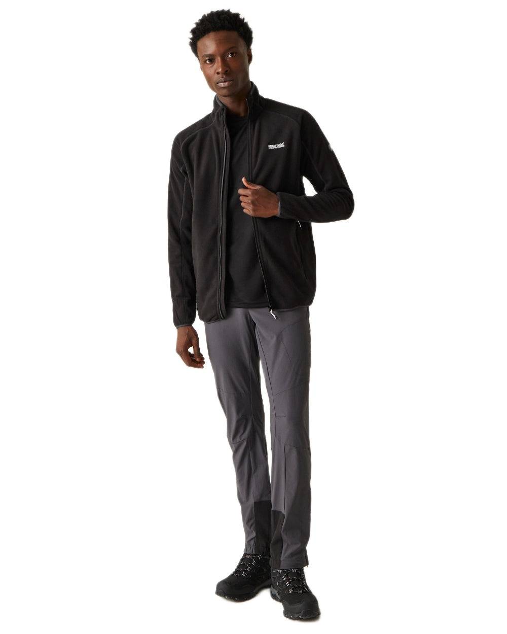 Black Coloured Regatta Mens Hadfield Full Zip Fleece Jacket on white background 
