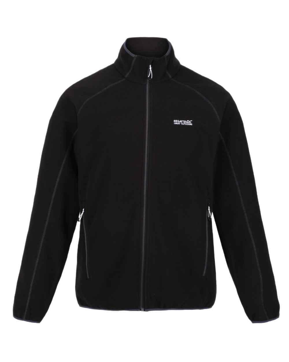 Black Coloured Regatta Mens Hadfield Full Zip Fleece Jacket on white background 
