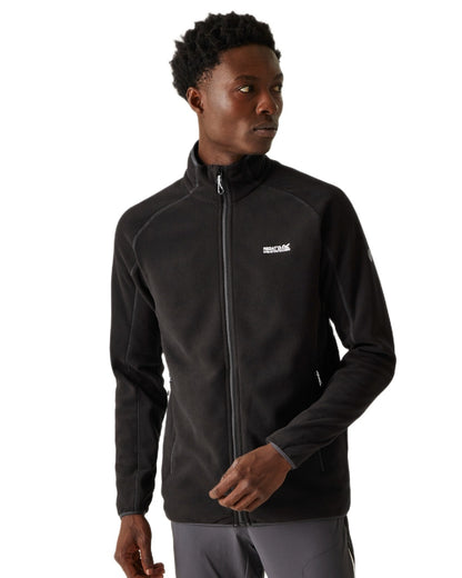 Black Coloured Regatta Mens Hadfield Full Zip Fleece Jacket on white background 