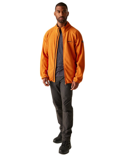 Fox Coloured Regatta Mens Hadfield Full Zip Fleece Jacket on white background 