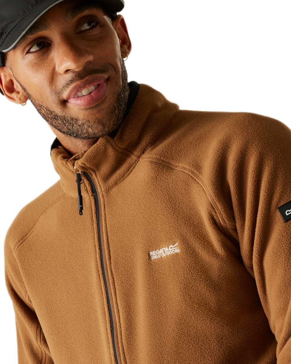 Nut Brown Coloured Regatta Mens Hadfield Full Zip Fleece Jacket on white background 