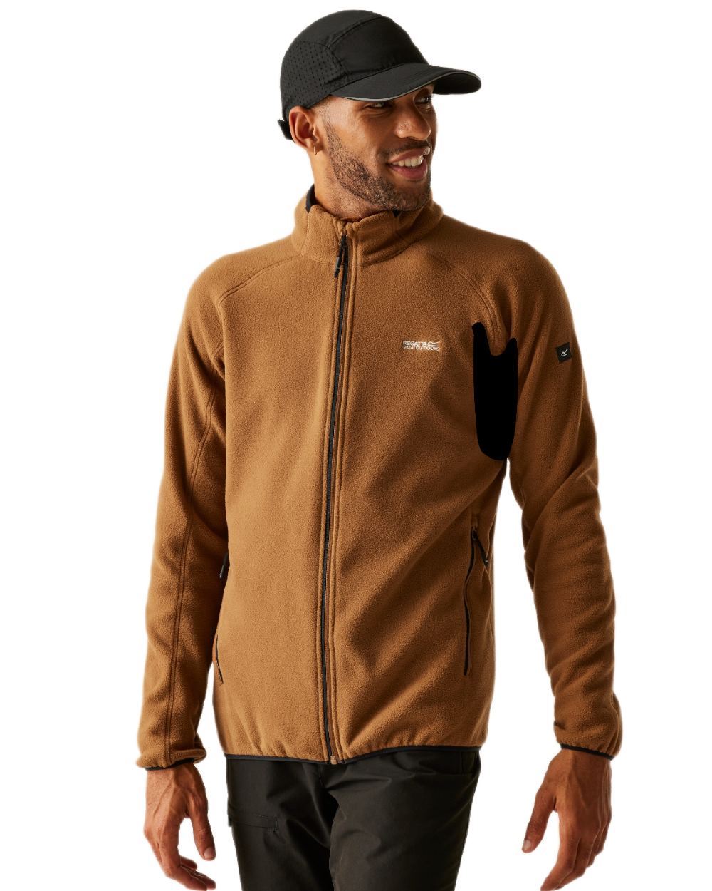 Nut Brown Coloured Regatta Mens Hadfield Full Zip Fleece Jacket on white background 