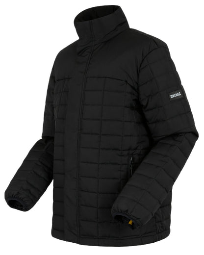 Black Coloured Regatta Mens Haire Padded Jacket on white background 