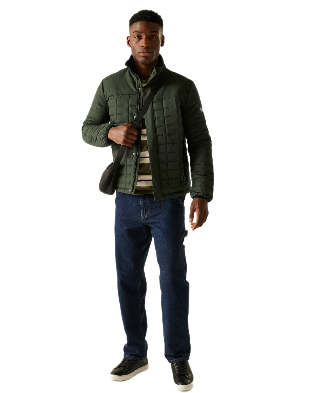 Dark Khaki Black Coloured Regatta Mens Haire Padded Jacket on white background 