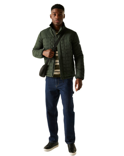 Dark Khaki Black Coloured Regatta Mens Haire Padded Jacket on white background 