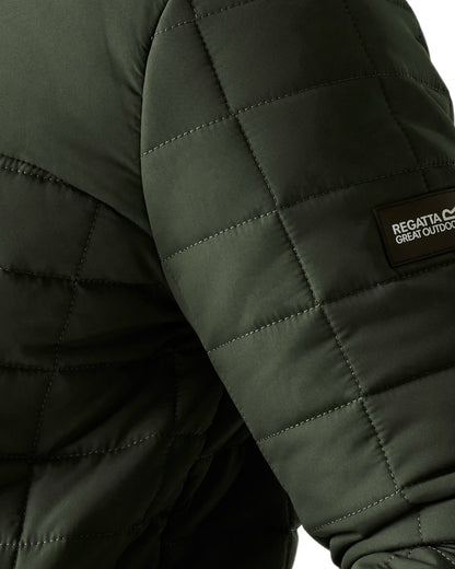 Dark Khaki Black Coloured Regatta Mens Haire Padded Jacket on white background 