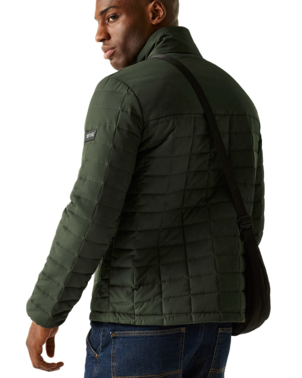 Dark Khaki Black Coloured Regatta Mens Haire Padded Jacket on white background 