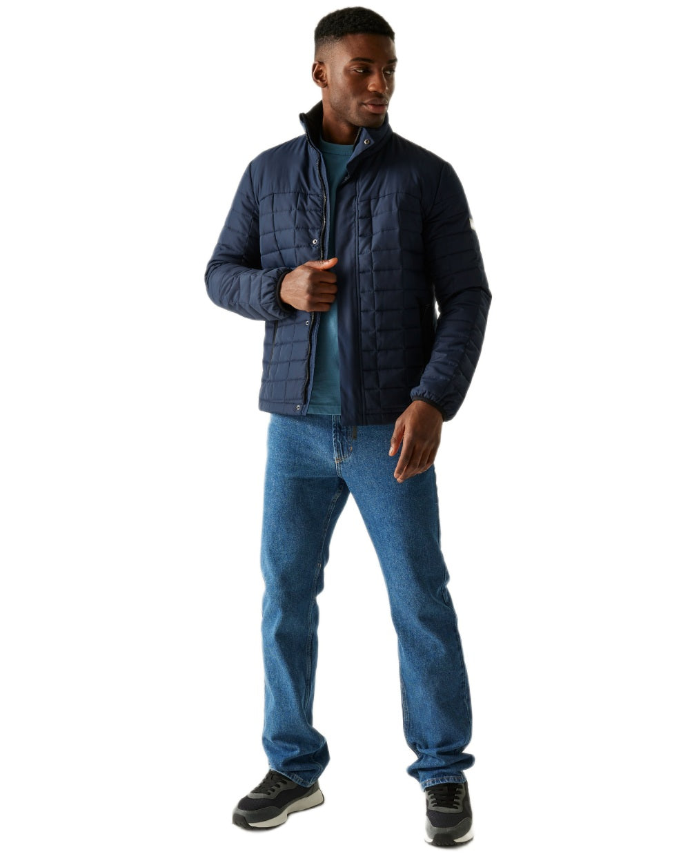 Navy Black Coloured Regatta Mens Haire Padded Jacket on white background 