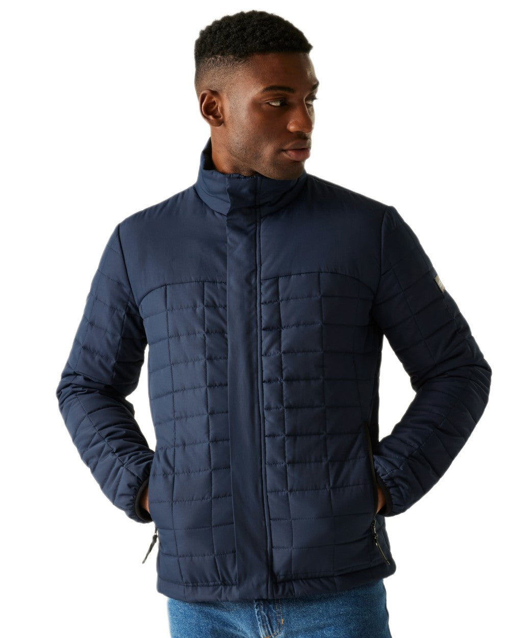 Navy Black Coloured Regatta Mens Haire Padded Jacket on white background 