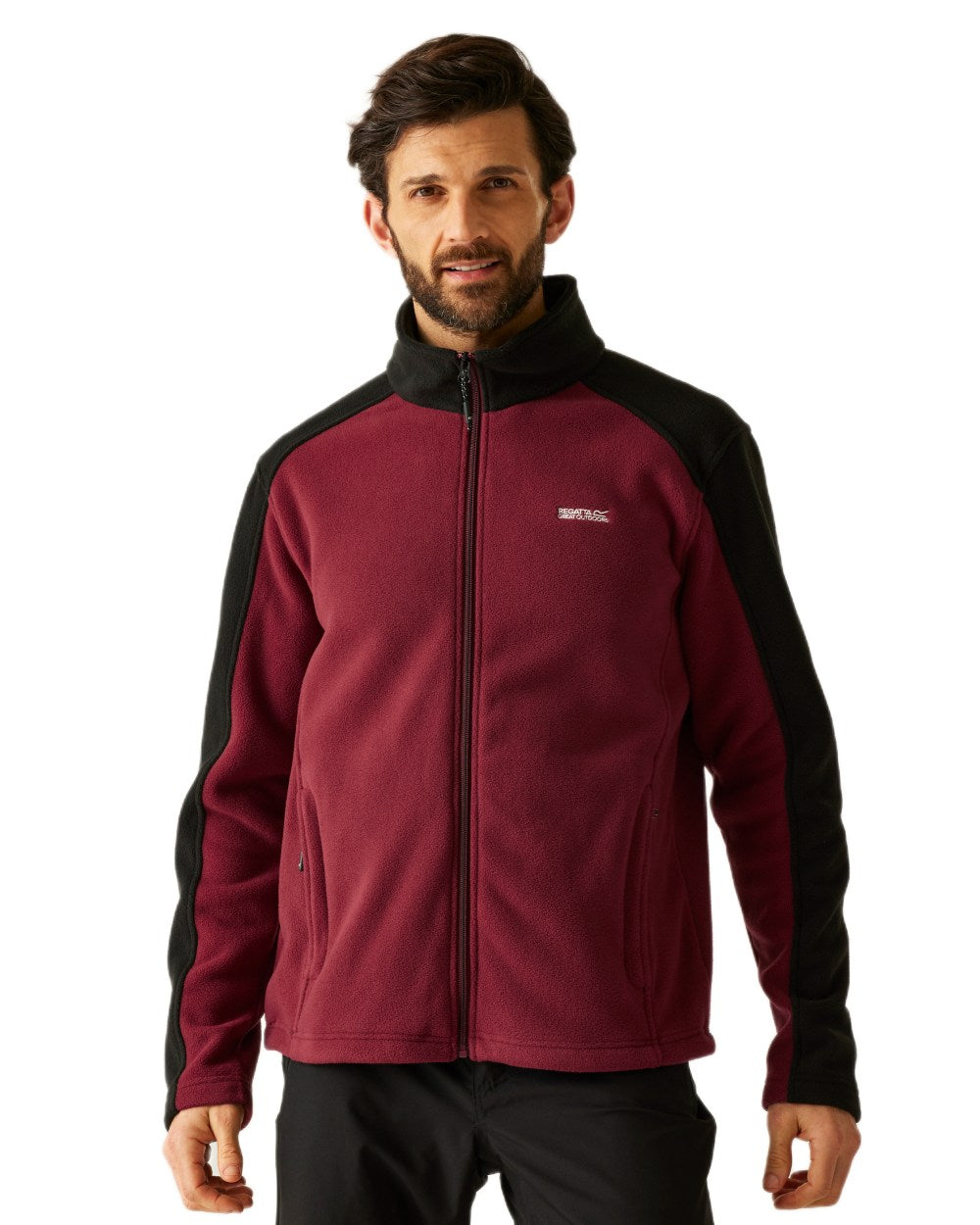 Dark Maroon Black Coloured Regatta Mens Hedman II Heavyweight Full Zip Fleece Jacket on white background 