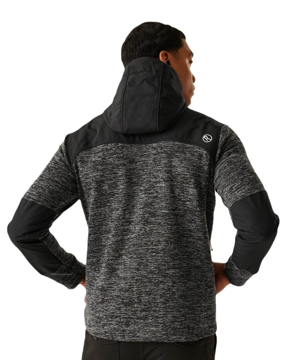 Ash Marl Black coloured Regatta Mens Heist Hybrid Jacket on white background 
