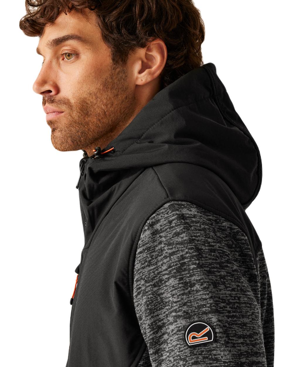 Ash Marl Black coloured Regatta Mens Heist Hybrid Jacket on white background 