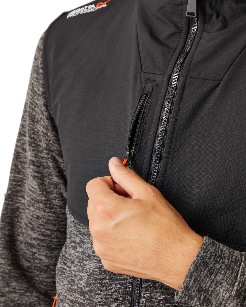 Ash Marl Black coloured Regatta Mens Heist Hybrid Jacket on white background 