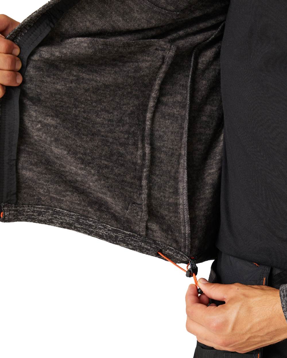 Ash Marl Black coloured Regatta Mens Heist Hybrid Jacket on white background 