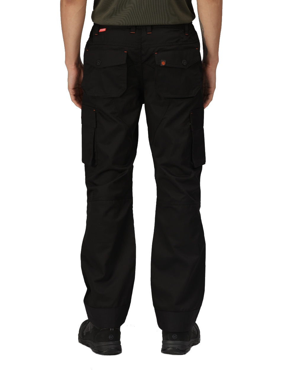 Black coloured Regatta Mens Heroic Worker Trousers on white background 