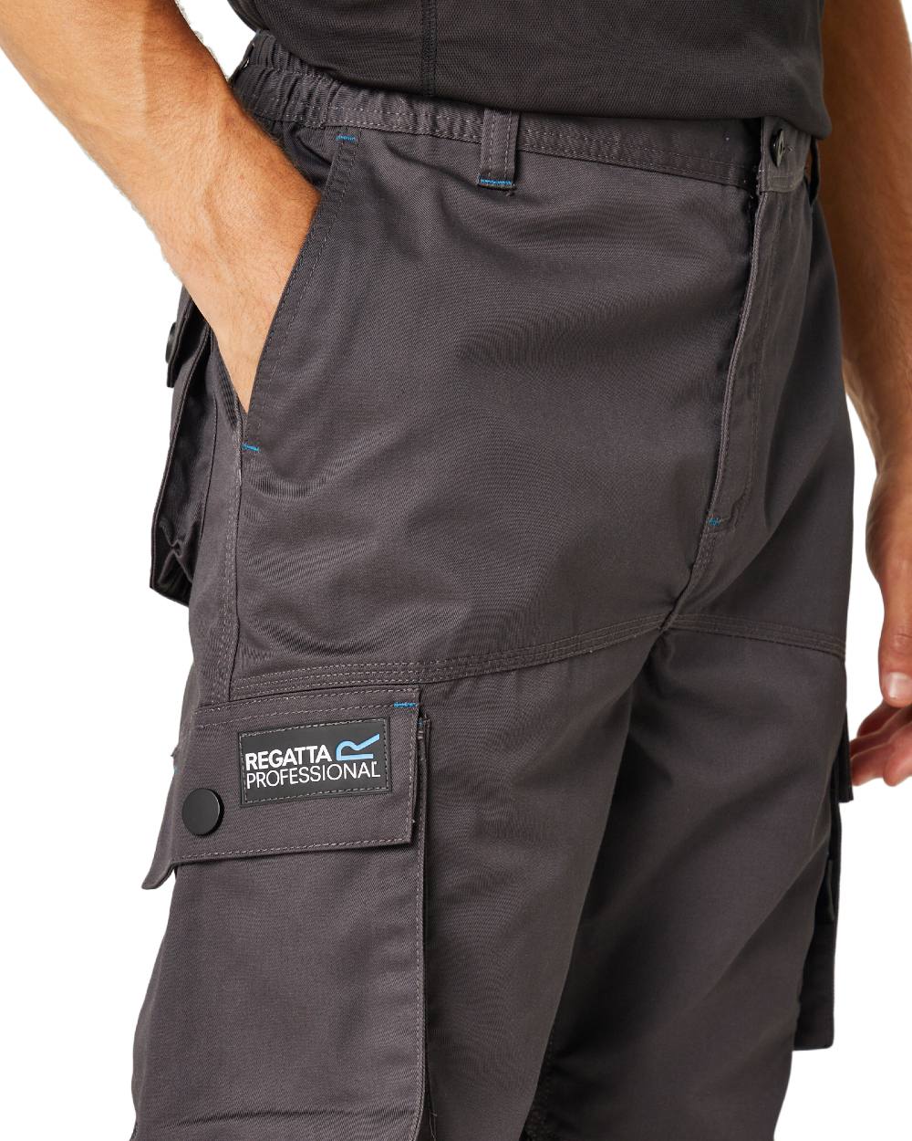 Iron coloured Regatta Mens Heroic Worker Trousers on white background 