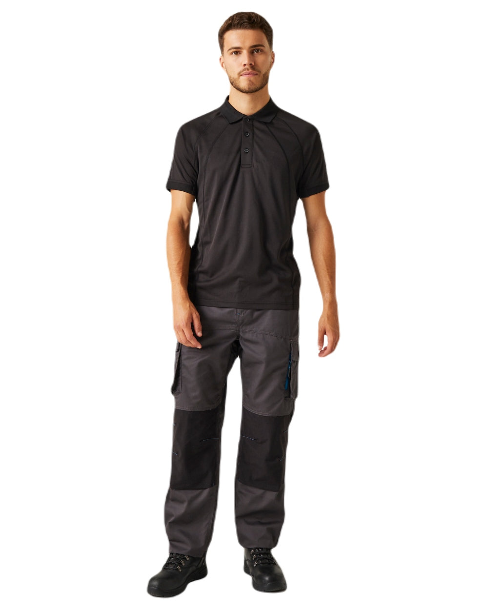 Iron coloured Regatta Mens Heroic Worker Trousers on white background 