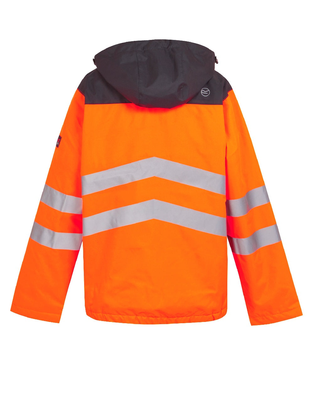 Orange Grey coloured Regatta Mens Hi-Vis Waterproof Insulated Reflective Overhead Bomber Jacket on white background 