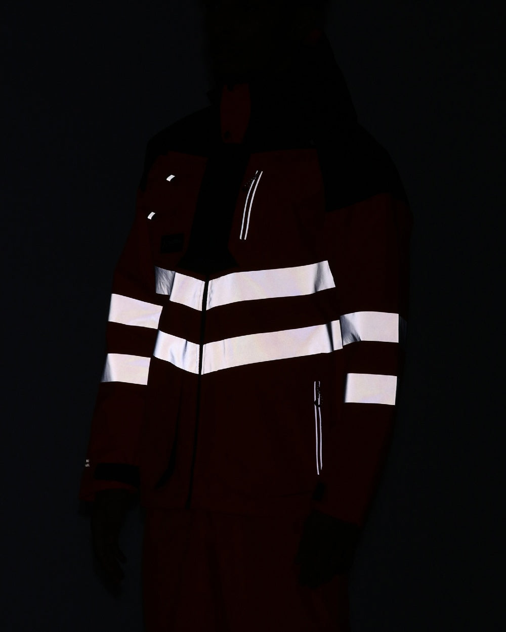 Orange Grey coloured Regatta Mens Hi-Vis Waterproof Reflective Parka Jacket on black background 