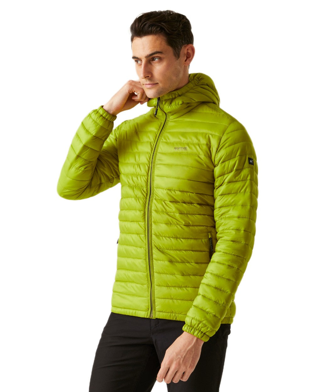 Grenoble Green Coloured Regatta Mens Hurden Padded Jacket on white background 