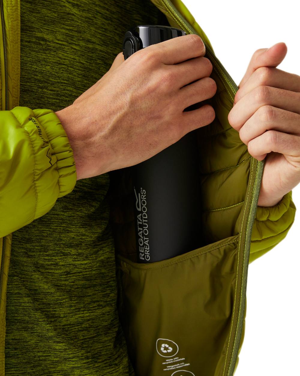 Grenoble Green Coloured Regatta Mens Hurden Padded Jacket on white background 