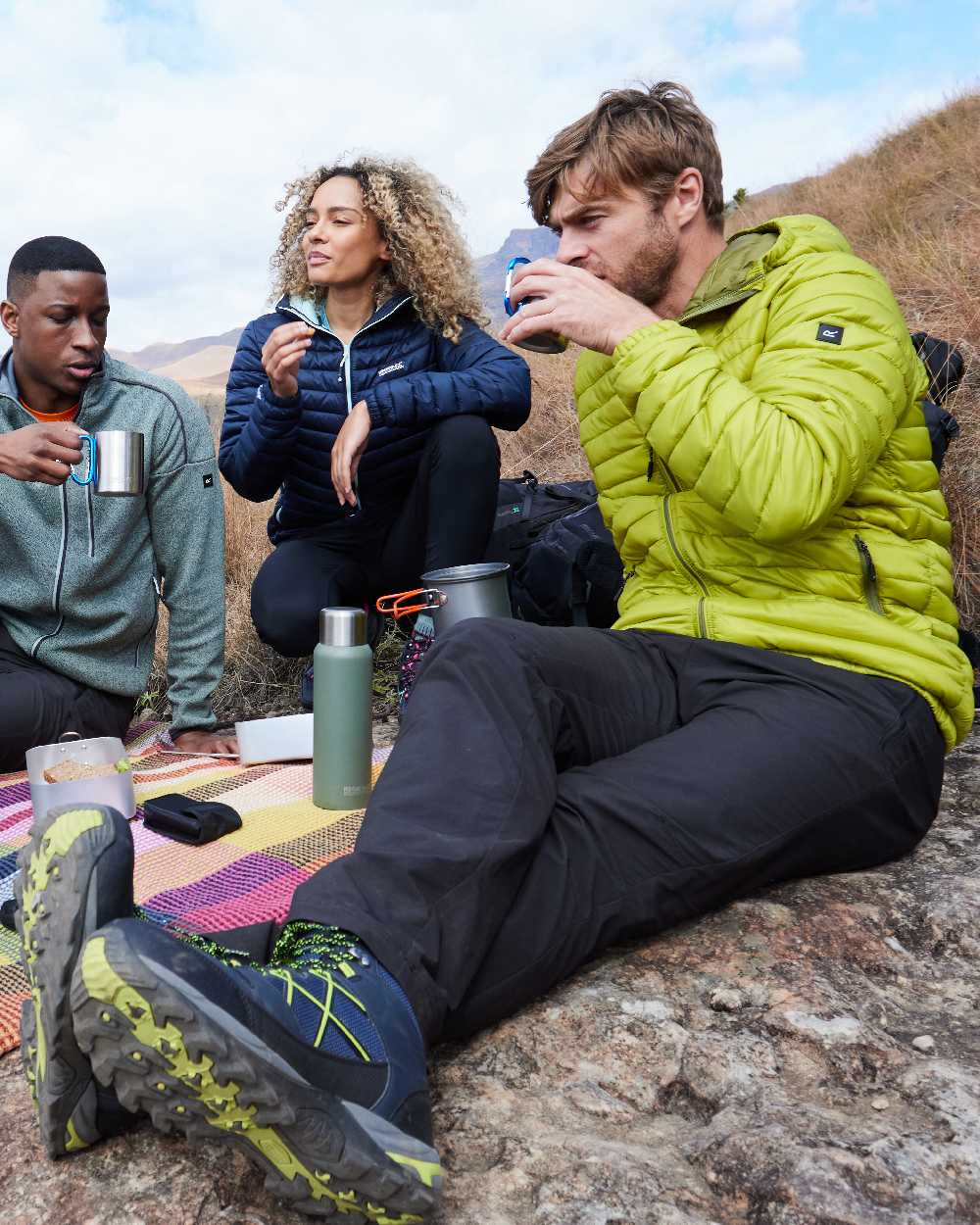 Grenoble Green Coloured Regatta Mens Hurden Padded Jacket on mountain background 