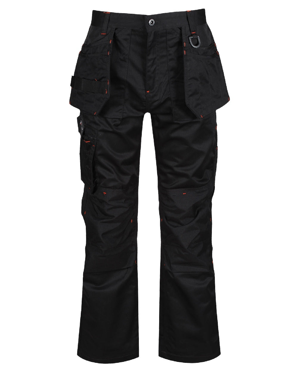 Black coloured Regatta Mens Incursion Work Trousers on white background 