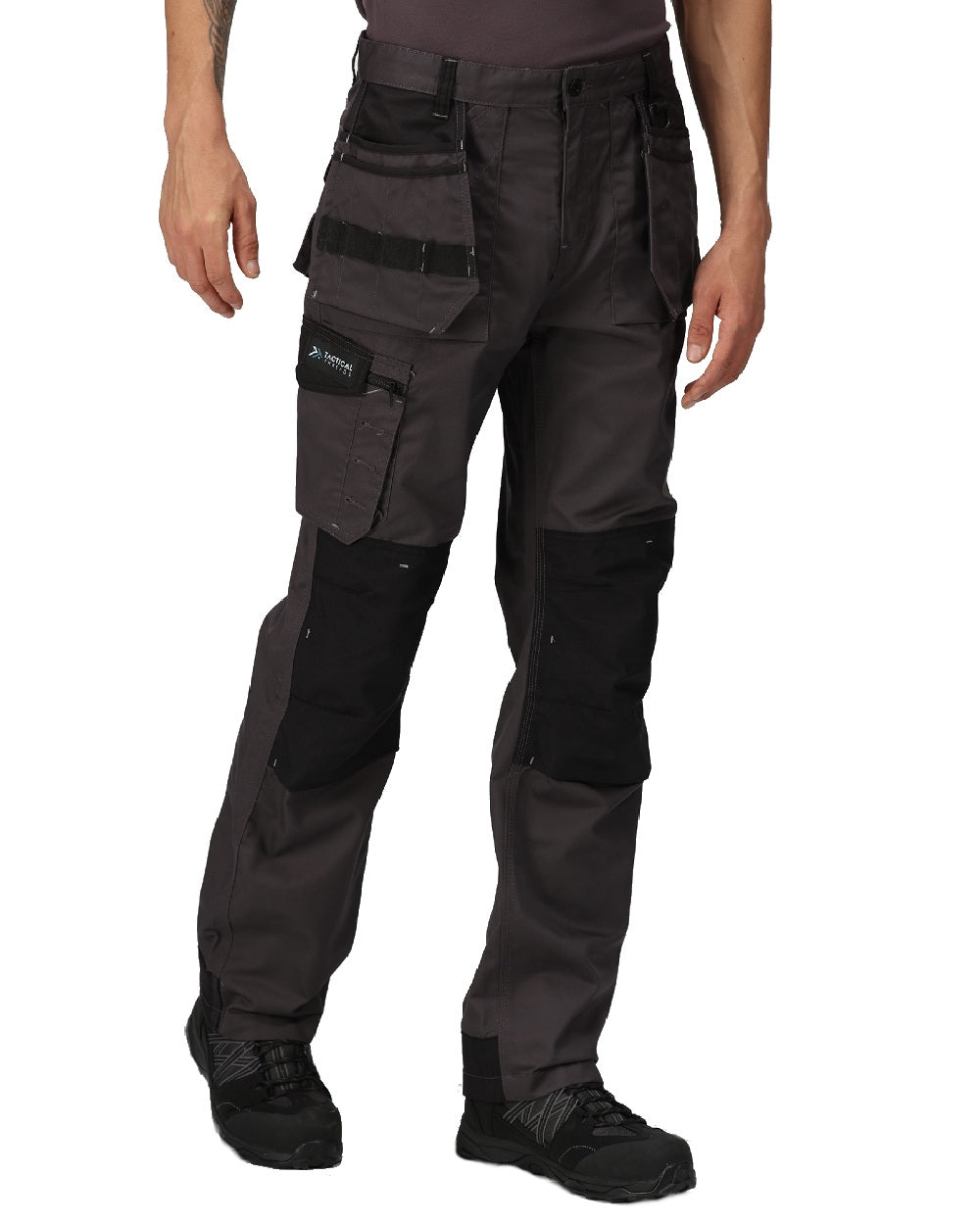 Iron coloured Regatta Mens Incursion Work Trousers on white background 