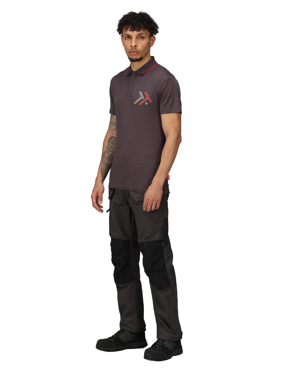 Iron coloured Regatta Mens Incursion Work Trousers on white background 