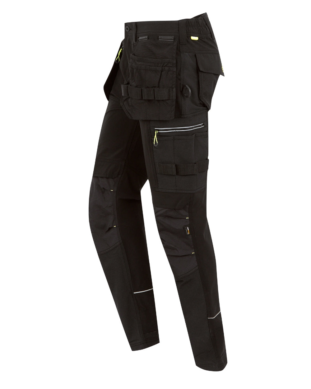 Black coloured Regatta Mens Infiltrate Softshell Stretch Trousers on white background 