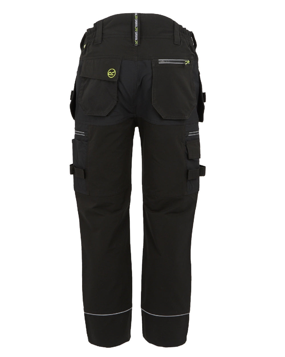 Black coloured Regatta Mens Infiltrate Softshell Stretch Trousers on white background 