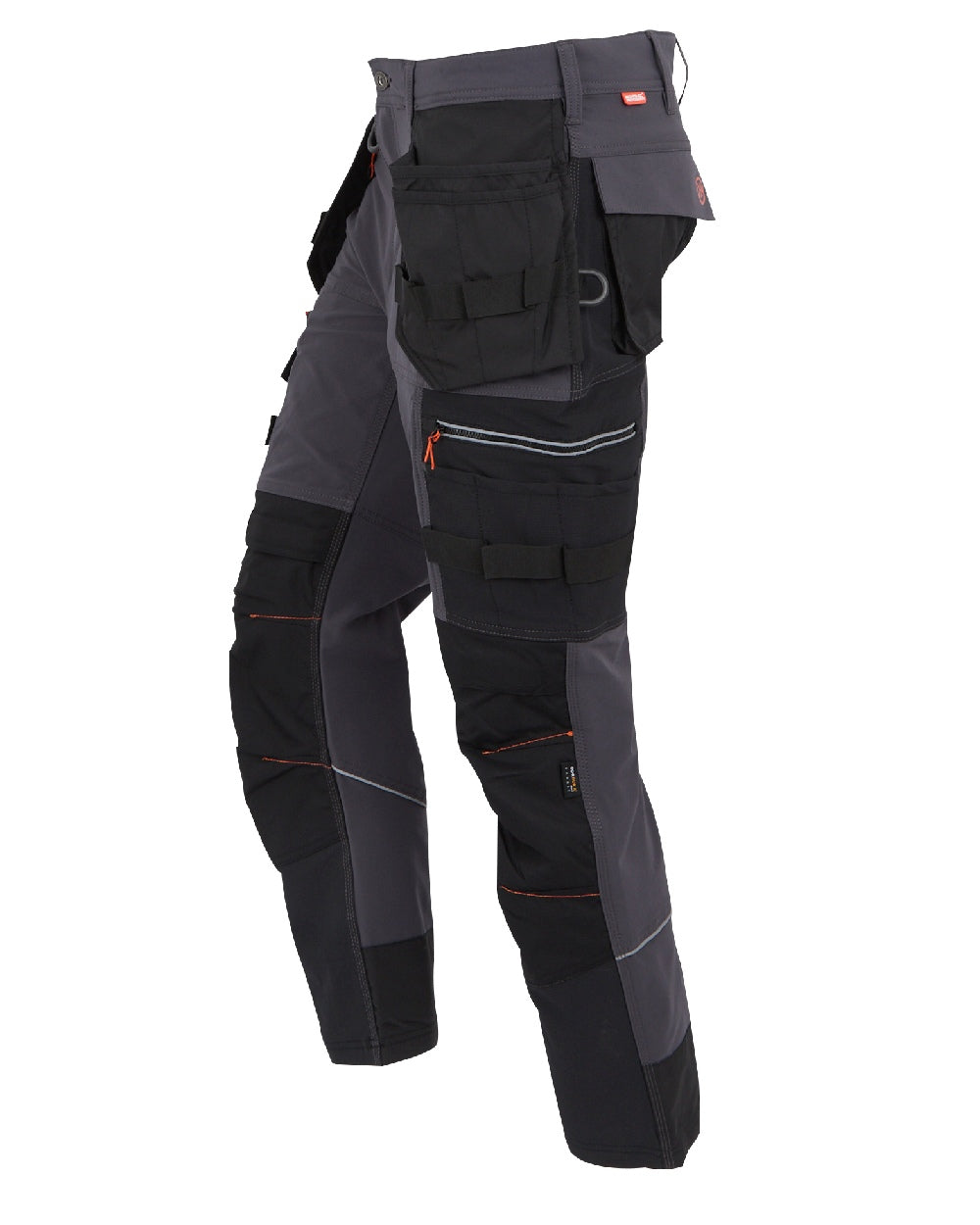 Iron Black coloured Regatta Mens Infiltrate Softshell Stretch Trousers on white background 