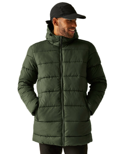 Dark Khaki Coloured Regatta Mens Lakiver Padded Jacket on white background 