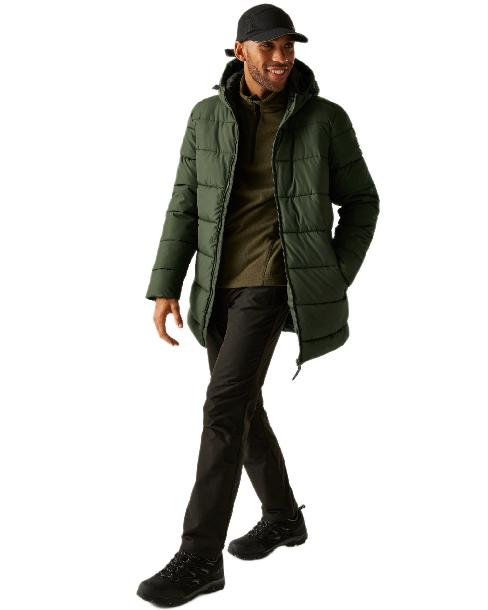 Dark Khaki Coloured Regatta Mens Lakiver Padded Jacket on white background 