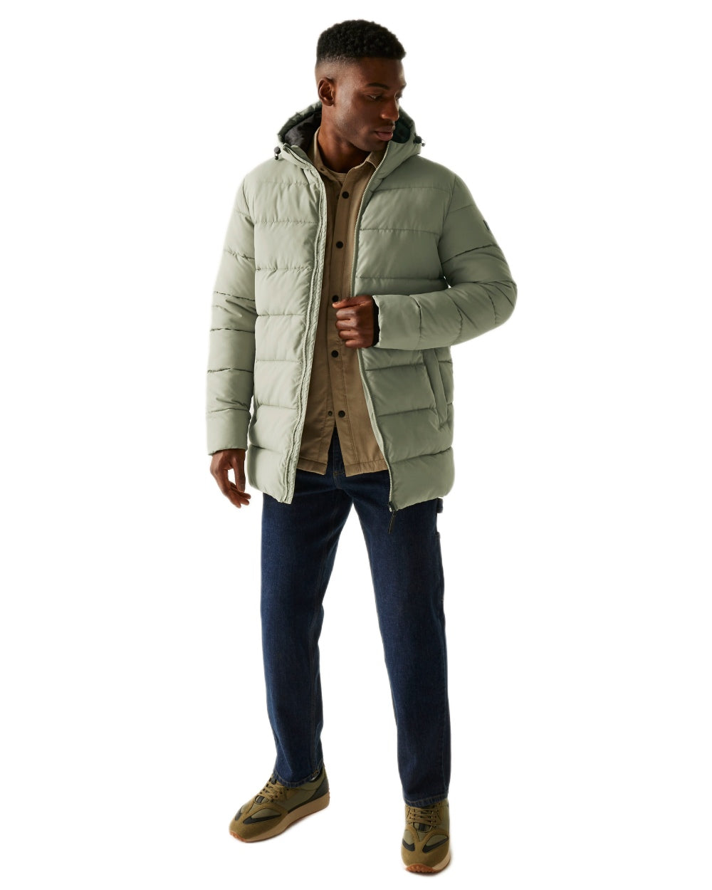 Golden Sand Coloured Regatta Mens Lakiver Padded Jacket on white background 