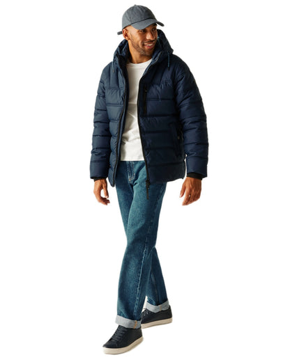 Navy Spring Lake Coloured Regatta Mens Leeshaw Padded Jacket on white background 