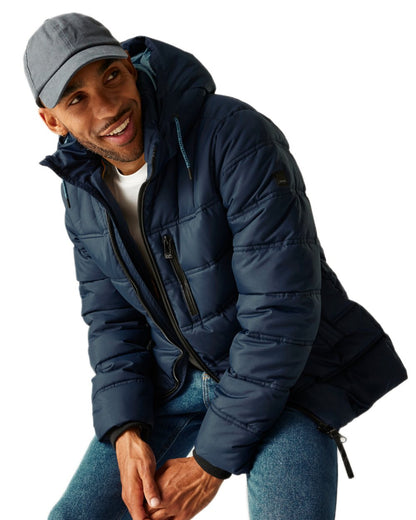 Navy Spring Lake Coloured Regatta Mens Leeshaw Padded Jacket on white background 