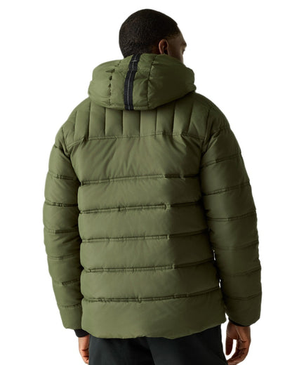 Olive Night Pumpkin Spice Coloured Regatta Mens Leeshaw Padded Jacket on white background 
