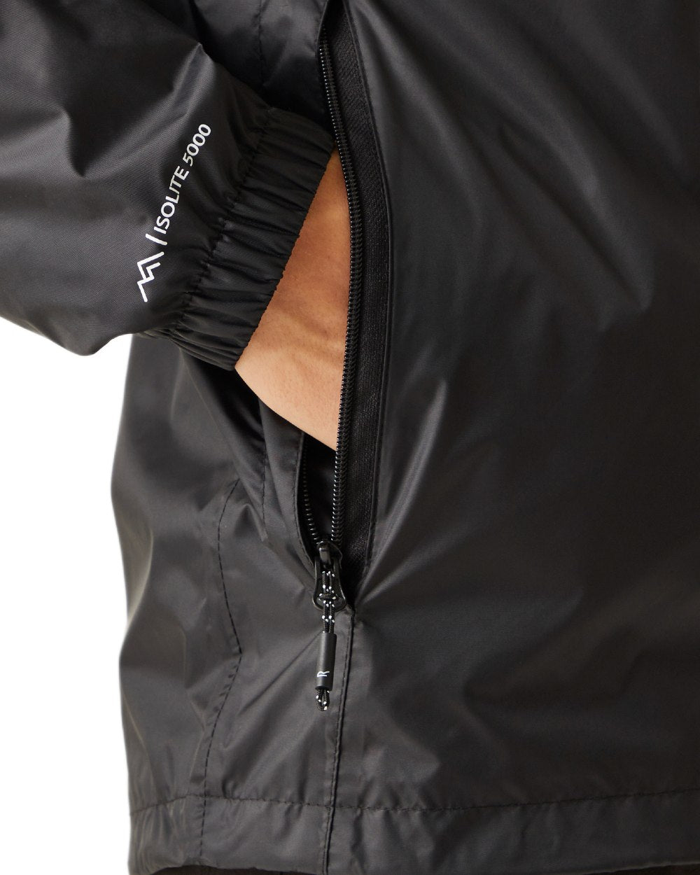 Black Coloured Regatta Mens Lyle IV Waterproof Packaway Jacket on white background 