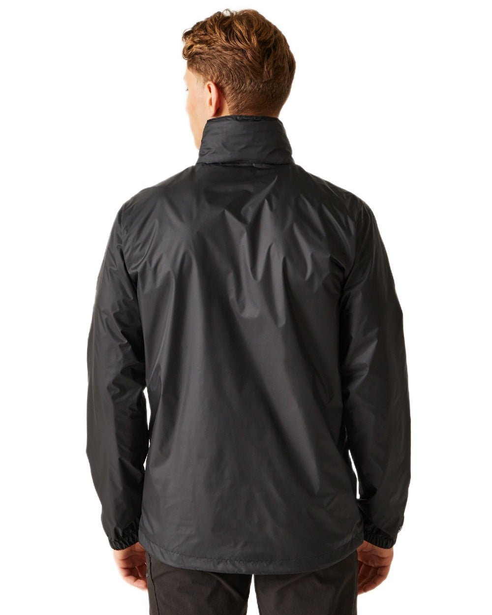 Black Coloured Regatta Mens Lyle IV Waterproof Packaway Jacket on white background 