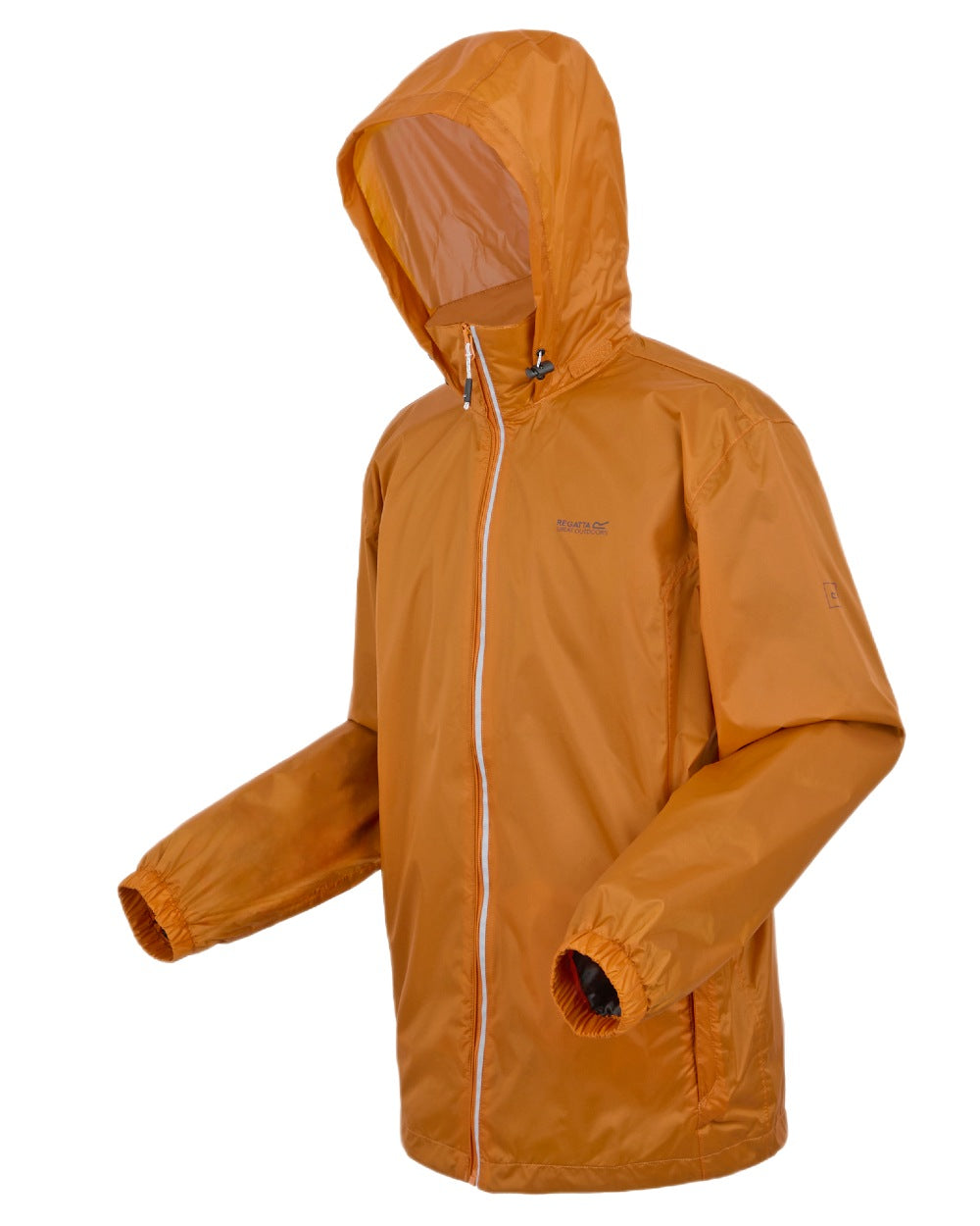 Fox Coloured Regatta Mens Lyle IV Waterproof Packaway Jacket on white background 