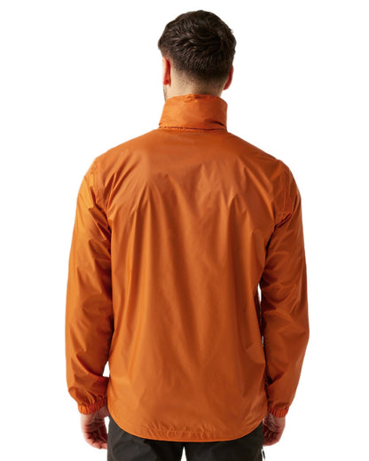 Fox Coloured Regatta Mens Lyle IV Waterproof Packaway Jacket on white background 