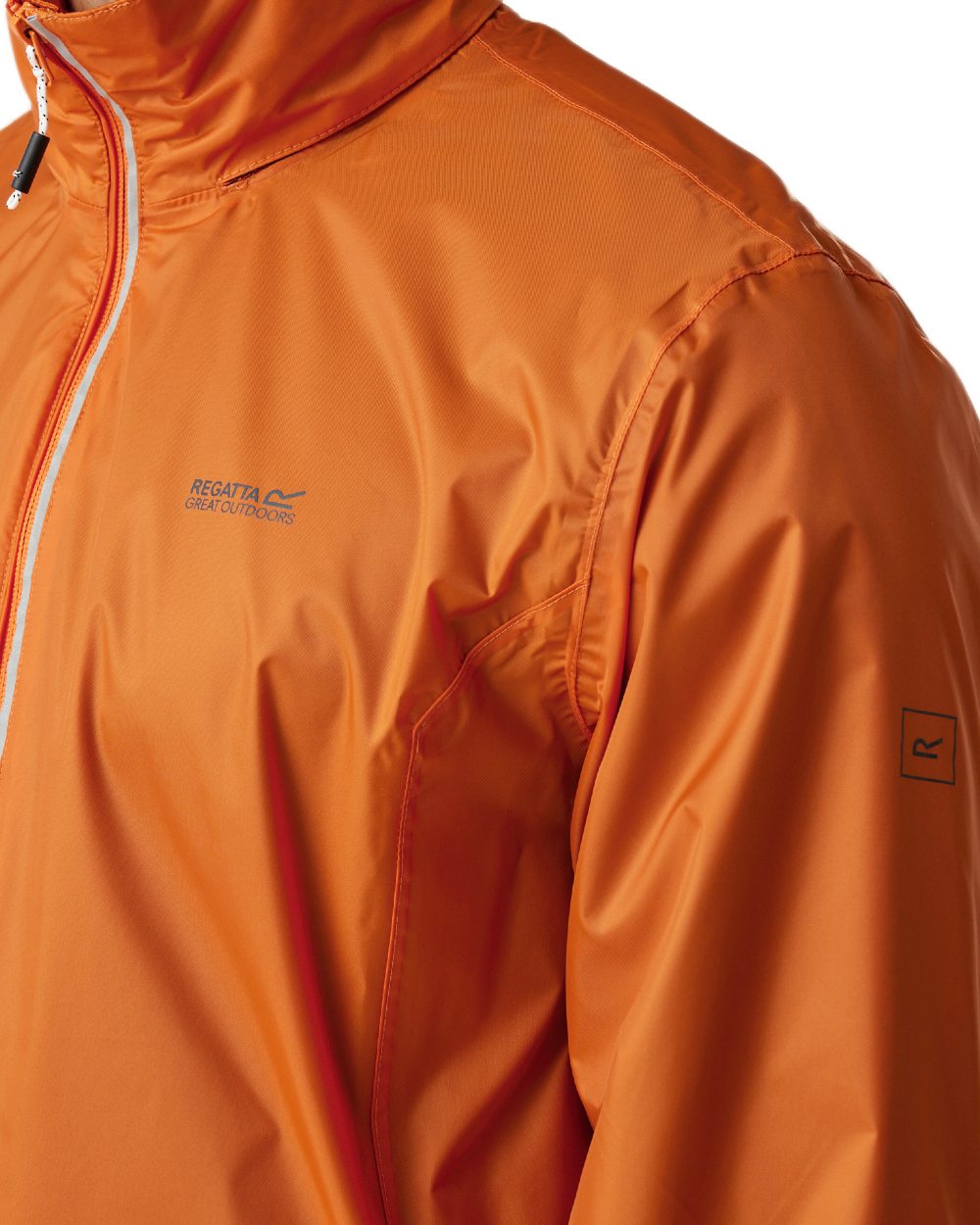 Fox Coloured Regatta Mens Lyle IV Waterproof Packaway Jacket on white background 