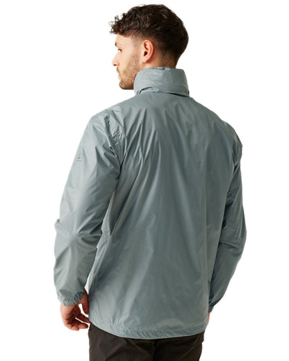 Glacier Coloured Regatta Mens Lyle IV Waterproof Packaway Jacket on white background 