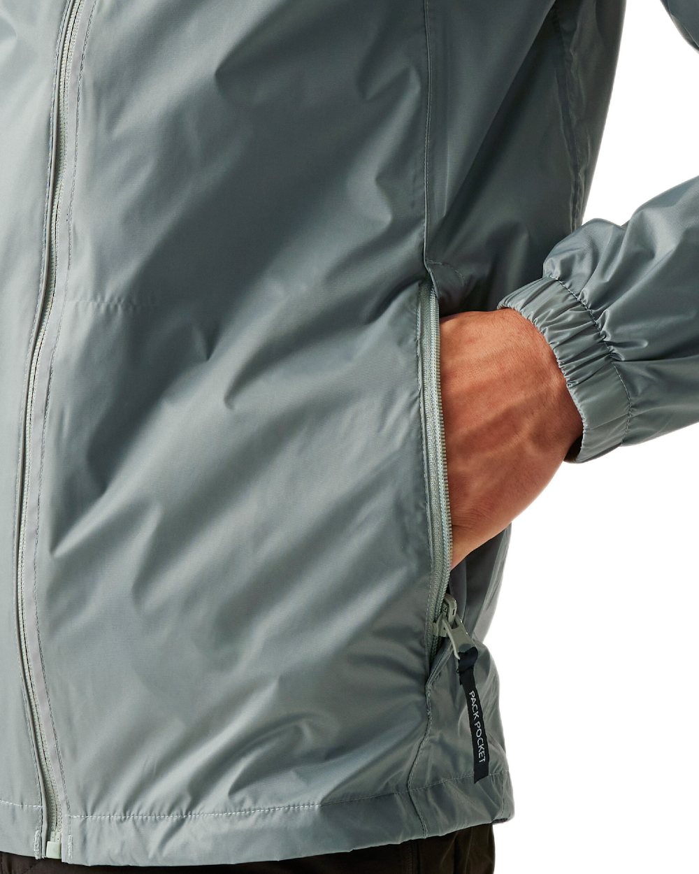 Glacier Coloured Regatta Mens Lyle IV Waterproof Packaway Jacket on white background 