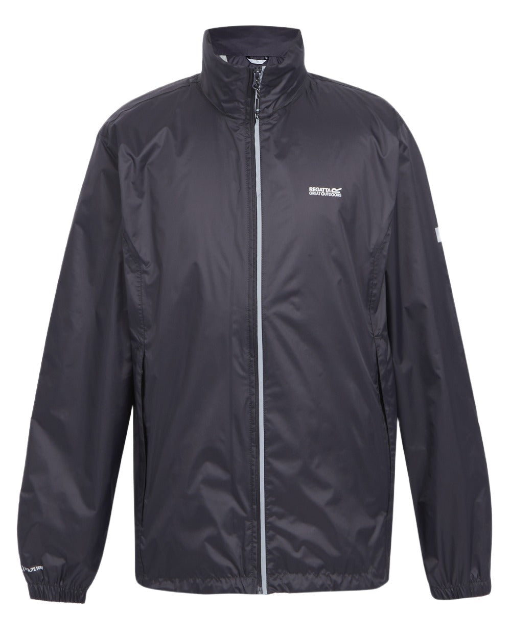 Iron Coloured Regatta Mens Lyle IV Waterproof Packaway Jacket on white background 