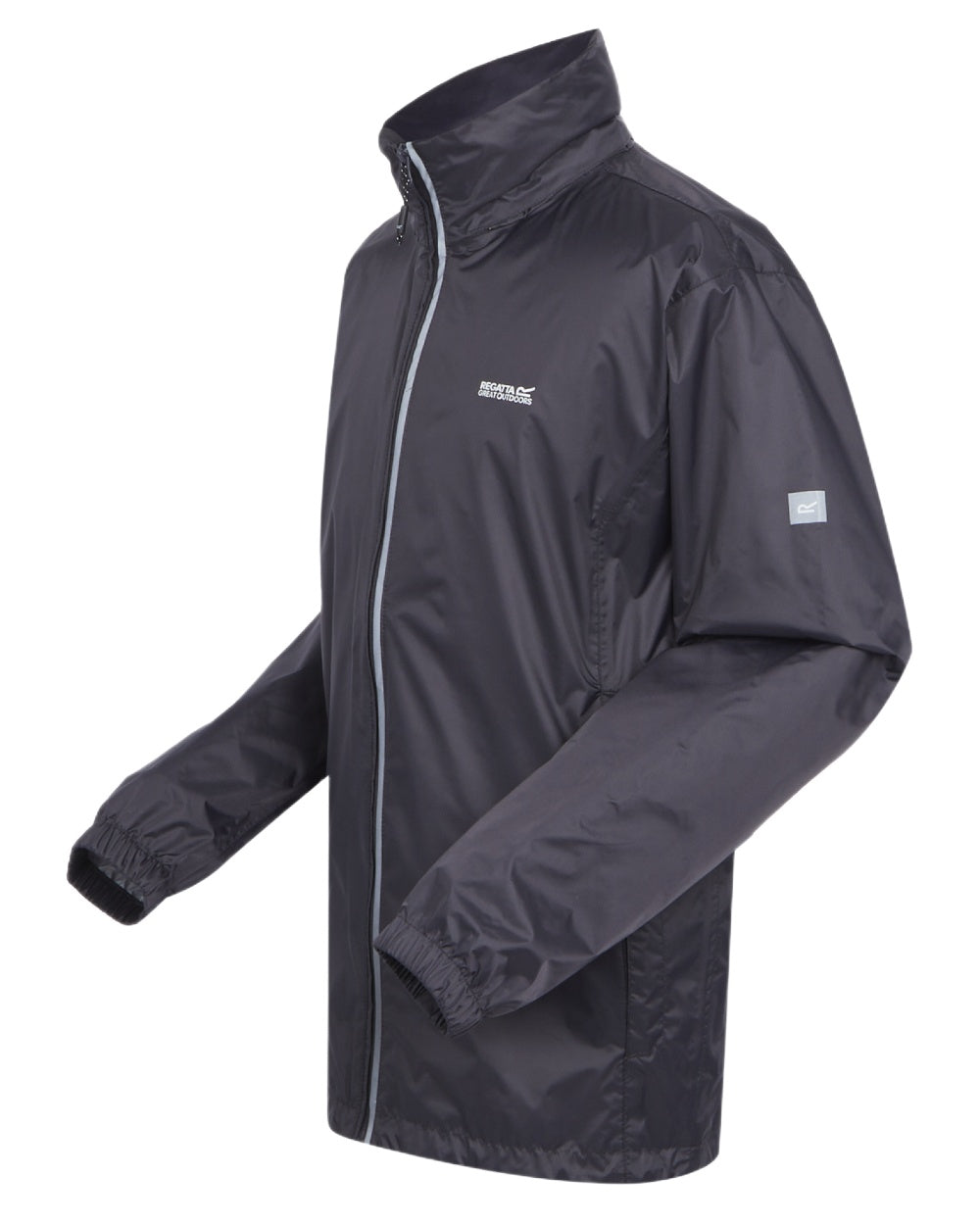 Iron Coloured Regatta Mens Lyle IV Waterproof Packaway Jacket on white background 