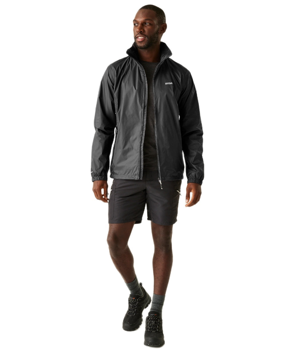 Iron Coloured Regatta Mens Lyle IV Waterproof Packaway Jacket on white background 