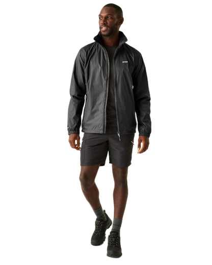 Iron Coloured Regatta Mens Lyle IV Waterproof Packaway Jacket on white background 