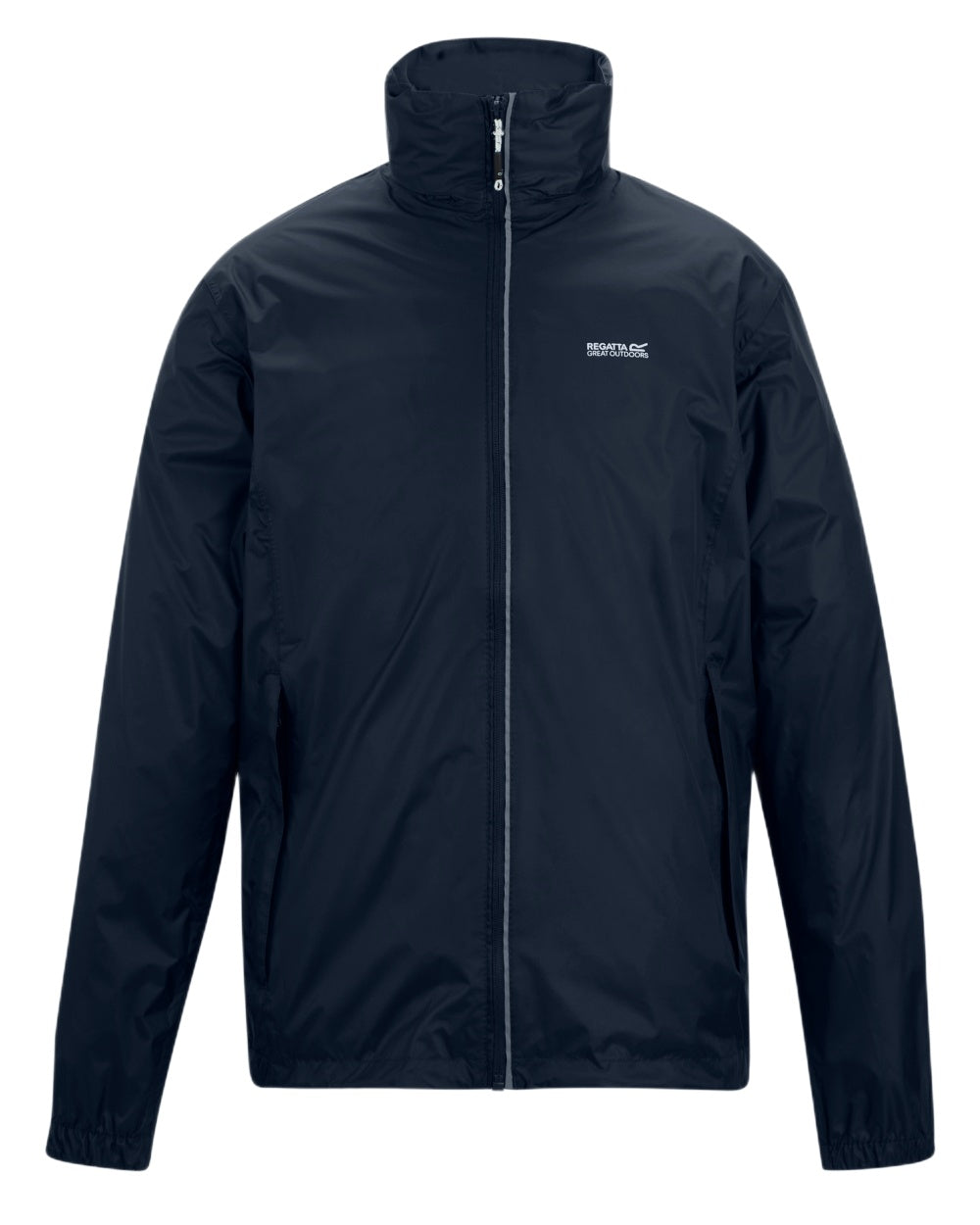 Navy Coloured Regatta Mens Lyle IV Waterproof Packaway Jacket on white background 